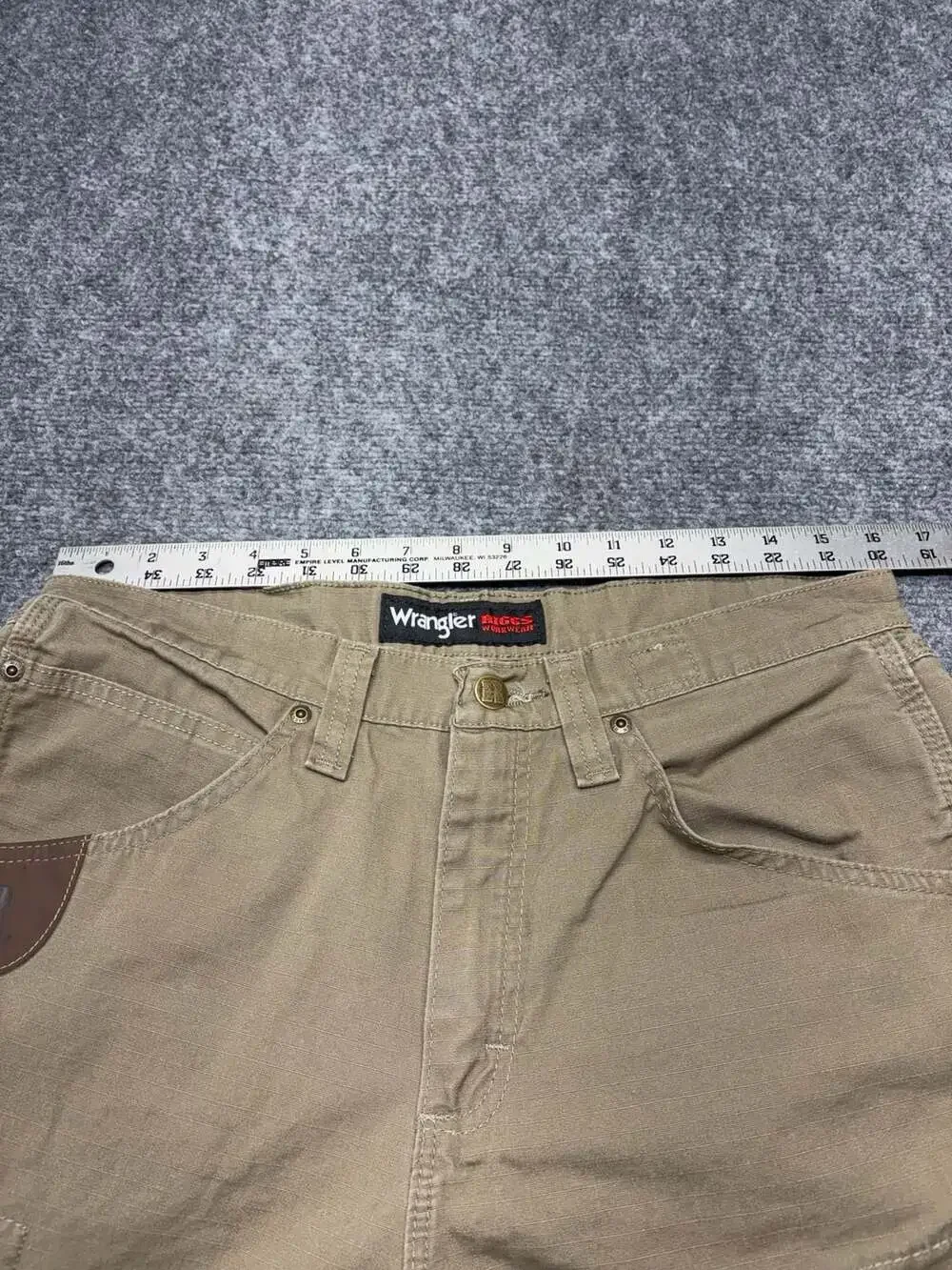 Wrangler Riggs Workwear Mens Tan Ripstop Double Knee Cargo Work Pants 33 X 32
